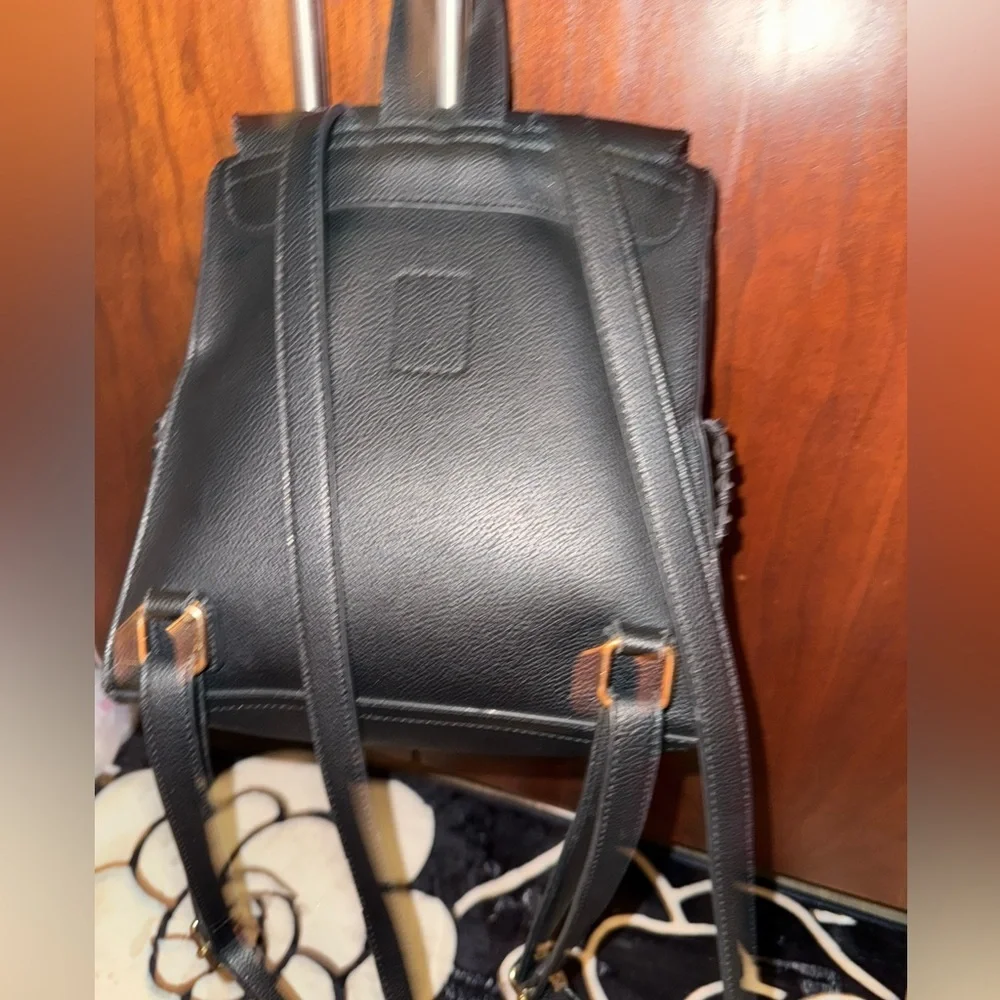 Chic and Versatile LD Design Black Backpack Purse with Unique Pocket Detail